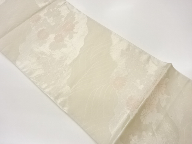 JAPANESE FUKURO OBI FOR SUMMER / WOVEN BALLOON FLOWER